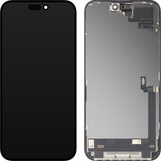 Display cu Touchscreen si Senzor Proximitate MP compatibil cu Apple iPhone 16 Plus, cu Rama, Versiune Soft OLED FHD Diagnostic, Negru