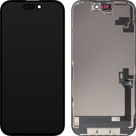 Display cu Touchscreen ZY pentru Apple iPhone 16, cu Rama, Versiune LCD In-Cell, Negru