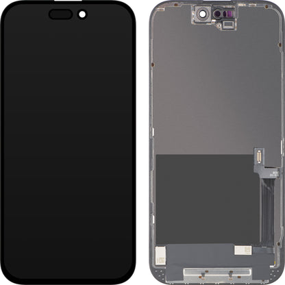 Display cu Touchscreen ZY pentru Apple iPhone 16, cu Rama, Versiune LCD In-Cell IC Movable, Negru