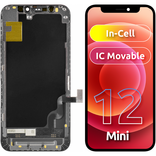 Display cu Touchscreen ZY pentru Apple iPhone 12 mini, cu Rama, Versiune LCD In-Cell, Negru