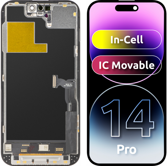 Display cu Touchscreen ZY pentru Apple iPhone 14 Pro, cu Rama, Versiune LCD In-Cell IC Movable, Negru