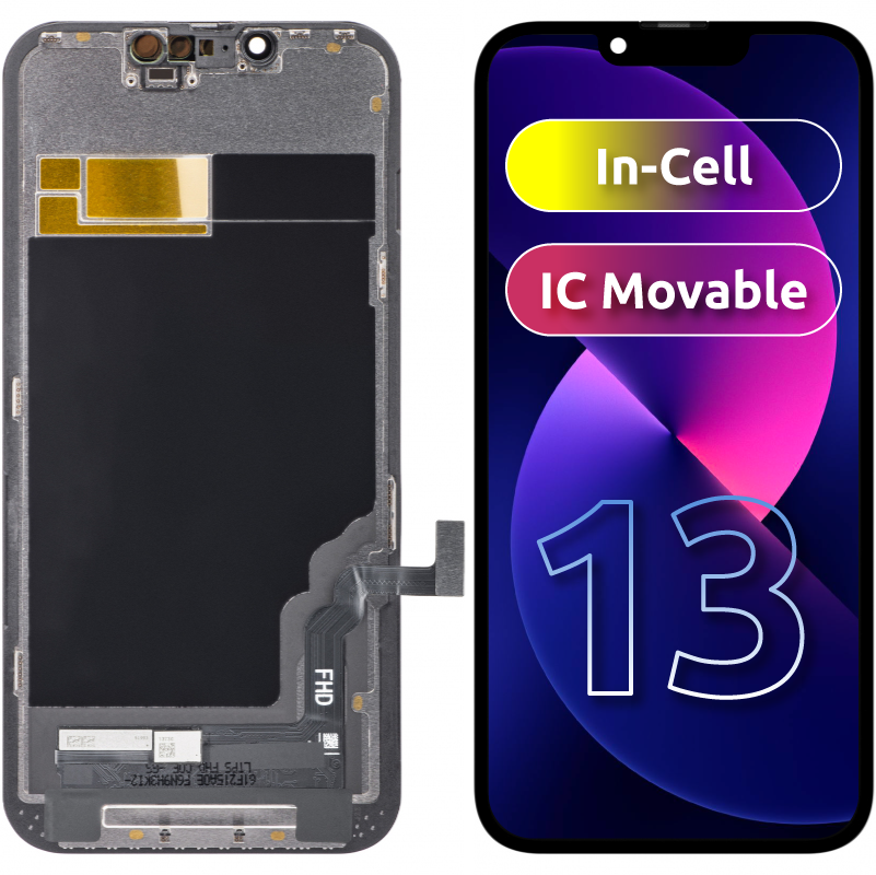 Display cu Touchscreen ZY pentru Apple iPhone 13, cu Rama, Versiune LCD In-Cell IC Movable, Negru