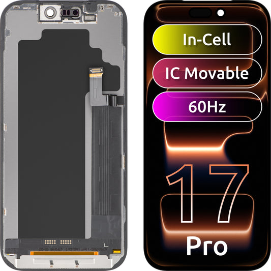 Display cu Touchscreen ZY pentru Apple iPhone 17 Pro, cu Rama, Versiune LCD In-Cell IC Movable, Negru