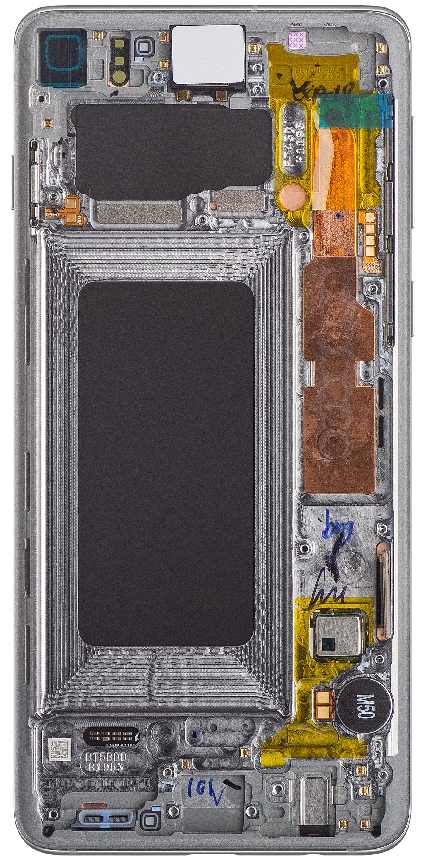 Display cu Touchscreen Samsung Galaxy S10 G973, cu Rama, Argintiu (Prism White), Service Pack GH82-18850B