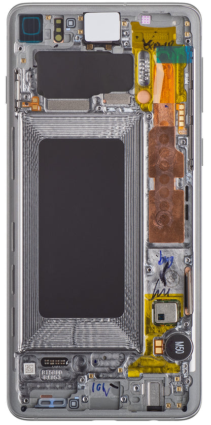 Display cu Touchscreen Samsung Galaxy S10 G973, cu Rama, Argintiu (Prism White), Service Pack GH82-18850B