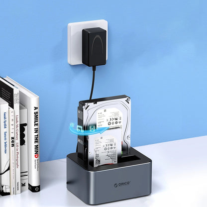 Docking Station Orico 6626C3-C-V1 2-Drive pentru HDD / SSD SATA 2.5inch / 3.5inch, Gri