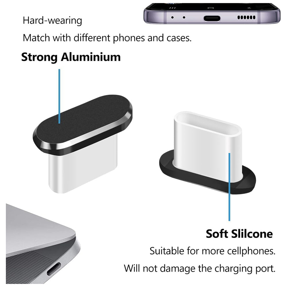 Dop Anti Praf Port Telefon Techsuit AD1, USB-C, Set 4 bucati, Negru
