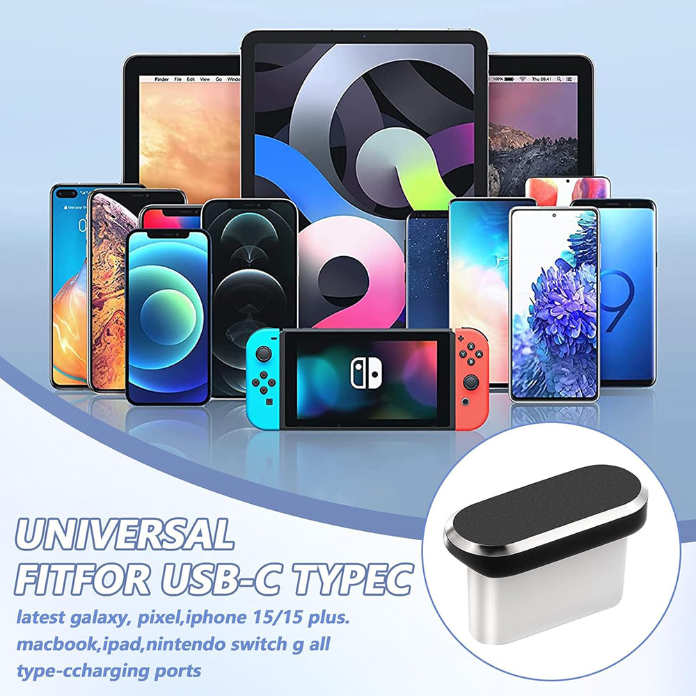 Dop Anti Praf Port Telefon Techsuit AD1, USB-C, Set 4 bucati, Negru