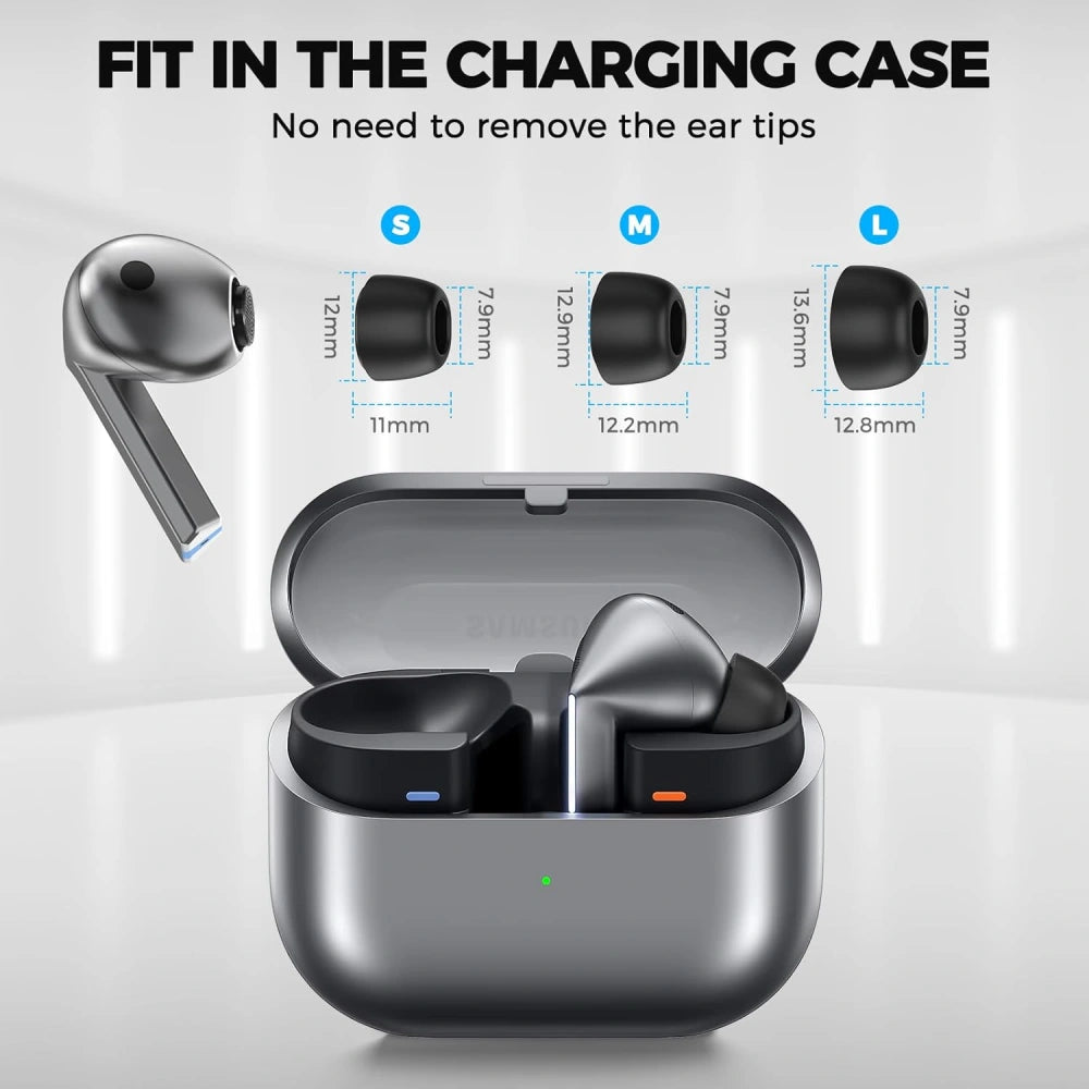 Dopuri Techsuit ET3 pentru Samsung Galaxy Buds3 Pro, Marime S / M / L, Albe