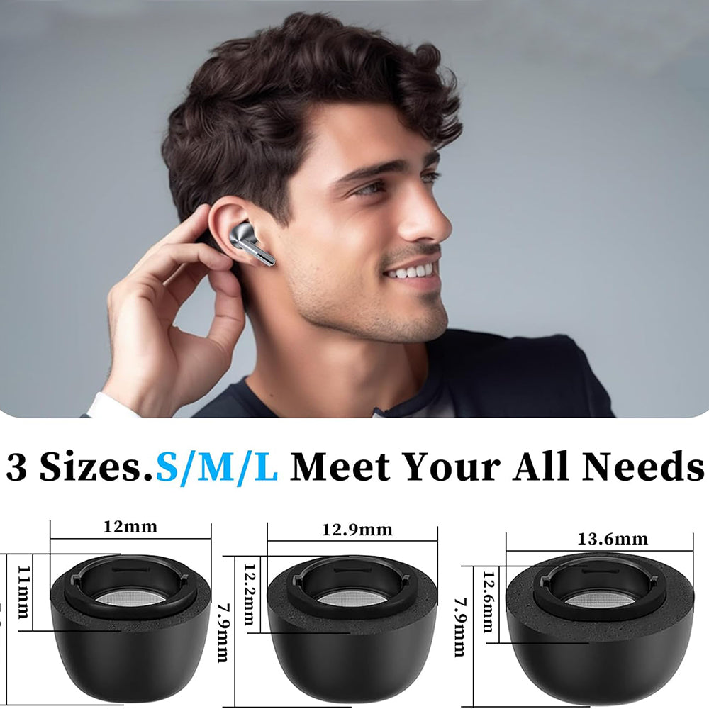 Dopuri Techsuit ET3 pentru Samsung Galaxy Buds3 Pro, Marime S / M / L, Negre