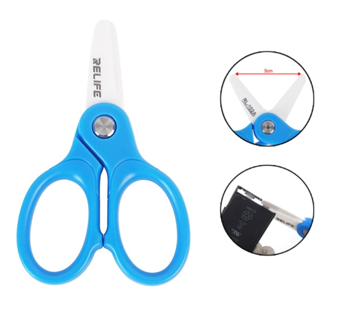 Foarfeca Relife RL-102A, Cu Lame Ceramice, Albastra