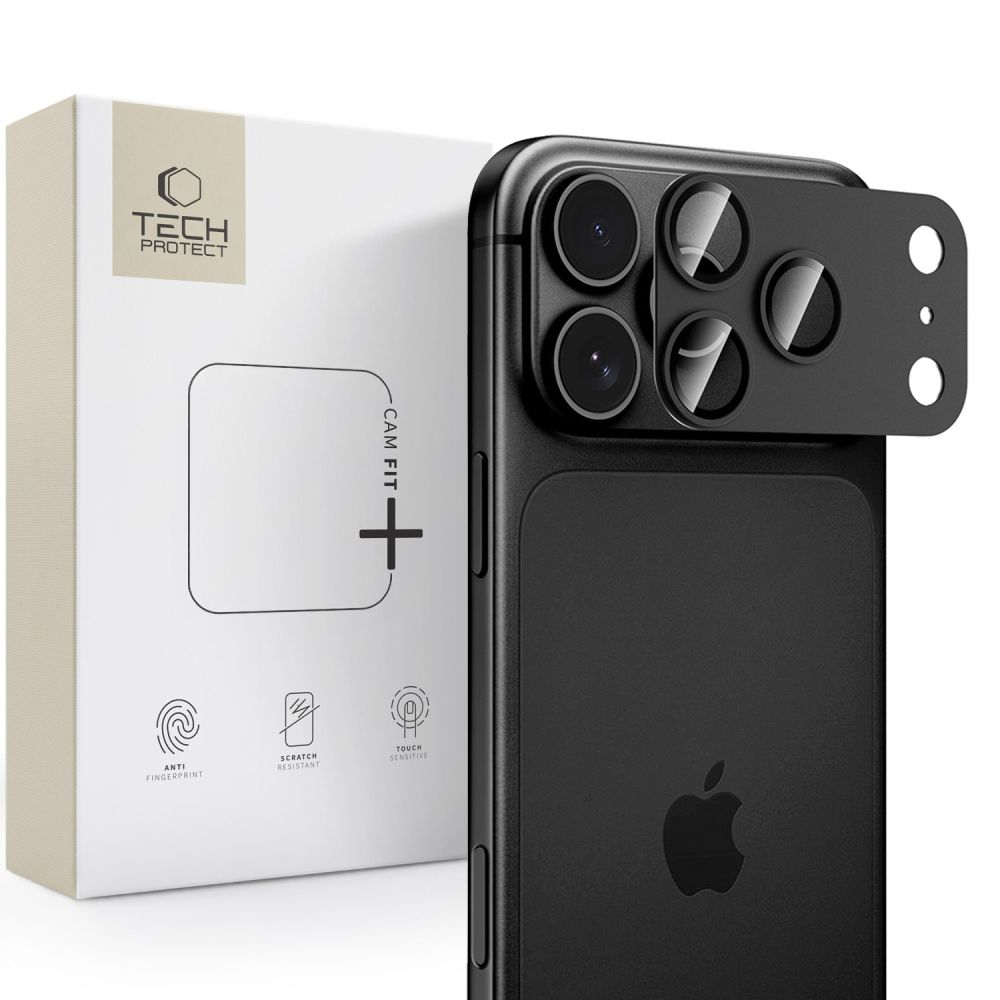 Folie de protectie Camera Spate Tech-Protect CamFull Fit+ pentru Apple iPhone 18 Pro Max, Sticla Securizata, Neagra