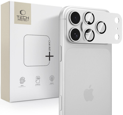 Folie de protectie Camera Spate Tech-Protect CamFull Fit+ pentru Apple iPhone 18 Pro, Sticla Securizata, Argintie