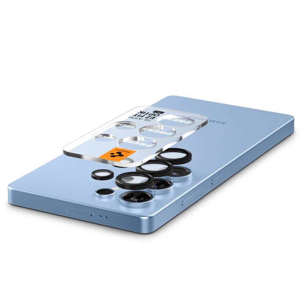 Folie de protectie Camera Spate Spigen GlastR EZ FIT Optik Pro HD pentru Samsung Galaxy S25 Ultra S938, Sticla Securizata, Set 2 bucati, Neagra