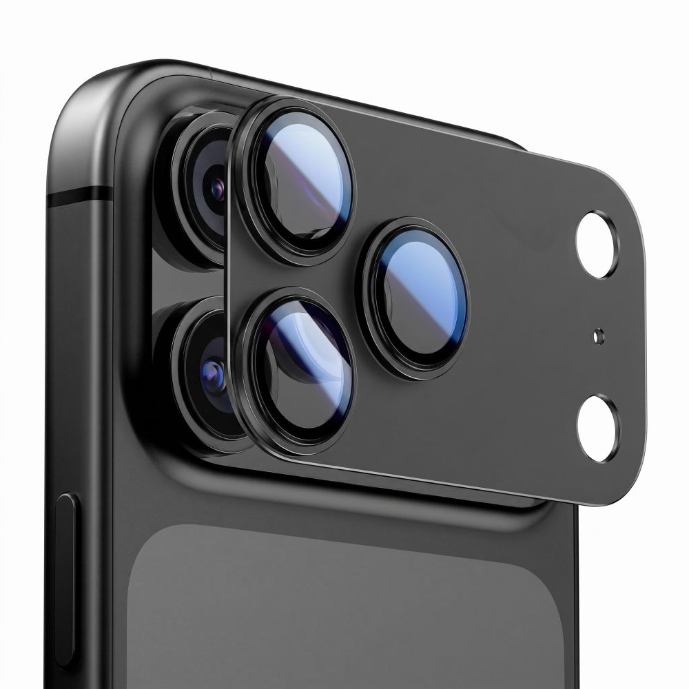 Folie de protectie Camera Spate Tech-Protect CamFull Fit+ pentru Apple iPhone 18 Pro Max, Sticla Securizata, Neagra