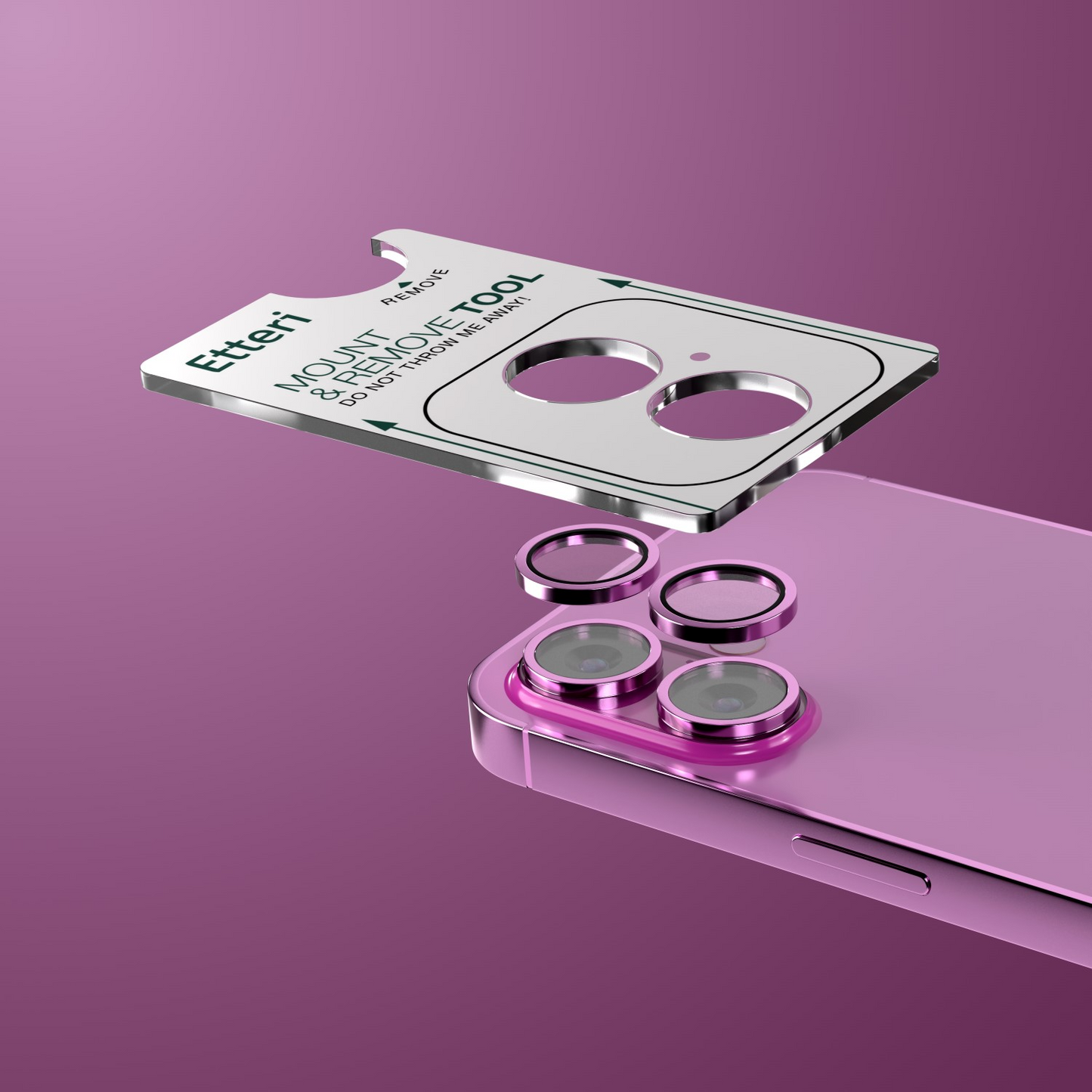 Folie de protectie Camera Spate Etteri pentru Apple iPhone 16 Plus / 16, Sticla Securizata, Roz