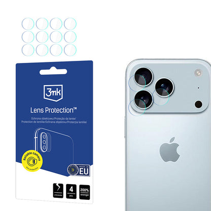 Folie de protectie Camera Spate 3MK Protection pentru Apple iPhone 17 Pro Max, Sticla Securizata, Set 4 bucati, Transparenta