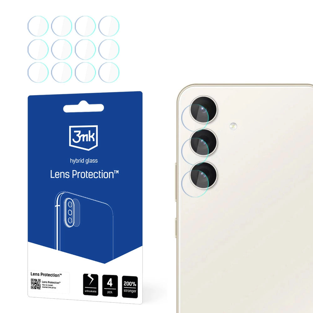 Folie de protectie Camera Spate 3MK Protection pentru Samsung Galaxy S24 S921, Sticla Flexibila, Set 4 bucati, Transparenta