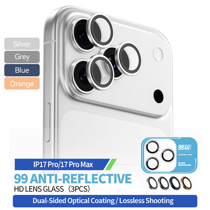 Folie de protectie Camera Spate Blueo 99 Anti-Refective HD pentru Apple iPhone 17 Pro Max / 17 Pro, Sticla Securizata, Albastra