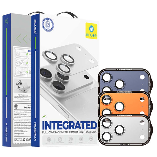 Folie de protectie Camera Spate Blueo Integrated Metal pentru Apple iPhone 17 Pro Max, Sticla Securizata, Albastra Inchis