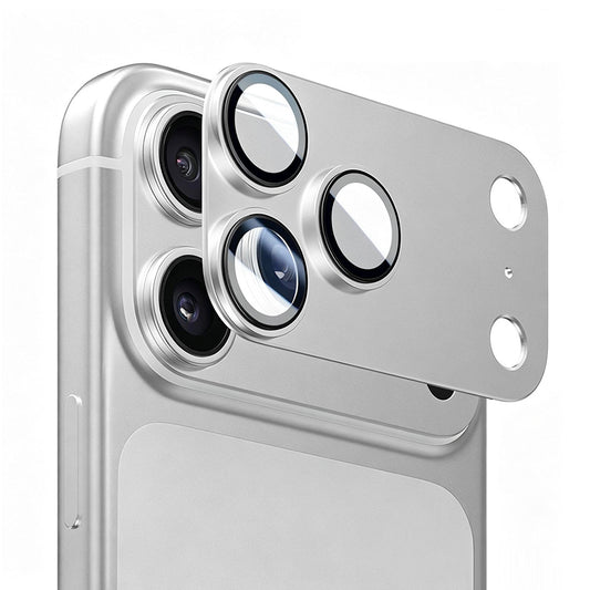 Folie de protectie Camera Spate Blueo Integrated Metal pentru Apple iPhone 17 Pro Max, Sticla Securizata, Argintie