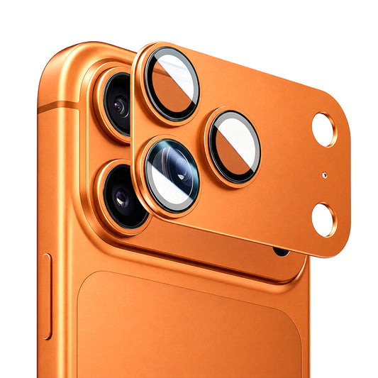 Folie de protectie Camera Spate Blueo Integrated Metal pentru Apple iPhone 17 Pro Max, Sticla Securizata, Portocalie