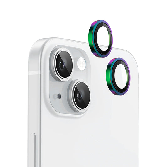 Folie de protectie Camera Spate Blueo Metal Frame pentru Apple iPhone 15 Plus / 15, Sticla Securizata, Multicolor