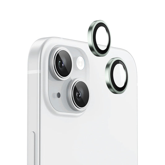 Folie de protectie Camera Spate Blueo Metal Frame pentru Apple iPhone 15 Plus / 15, Sticla Securizata, Verde