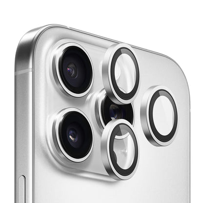 Folie de protectie Camera Spate Blueo Metal Frame pentru Apple iPhone 16 Pro Max / 16 Pro, Sticla Securizata, Argintie