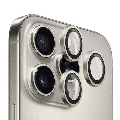 Folie de protectie Camera Spate Blueo Metal Frame pentru Apple iPhone 16 Pro Max / 16 Pro, Sticla Securizata, Gri Metalic