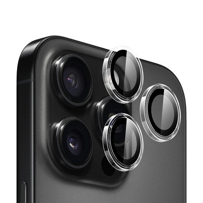 Folie de protectie Camera Spate Blueo Metal Frame pentru Apple iPhone 16 Pro Max / 16 Pro, Sticla Securizata, Transparenta