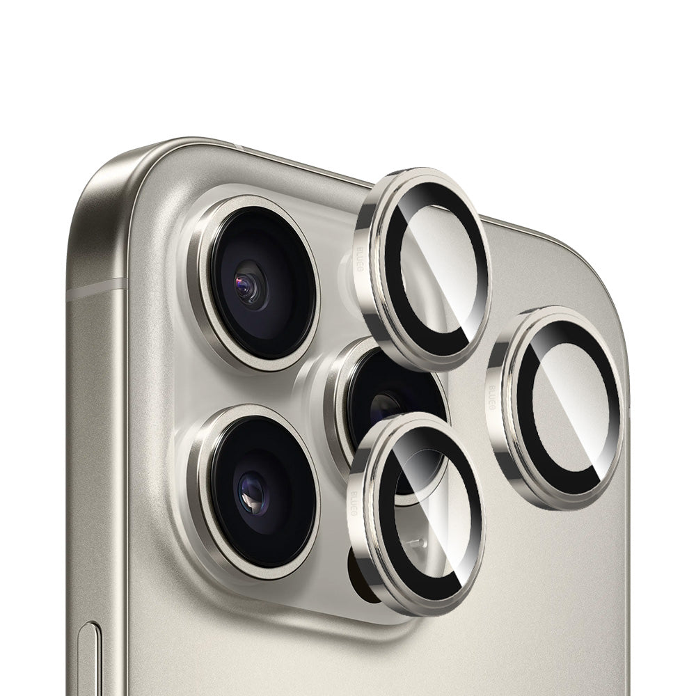 Folie de protectie Camera Spate Blueo Sapphire Crystal pentru Apple iPhone 16 Pro Max / 16 Pro, Sticla Securizata, Gri Metalic