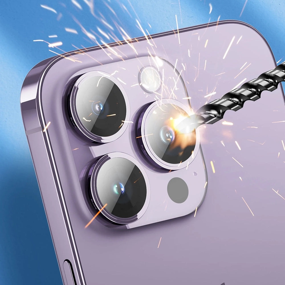Folie de protectie Camera Spate Blueo Sapphire Crystal pentru Apple iPhone 16 Pro Max / 16 Pro, Sticla Securizata, Neagra