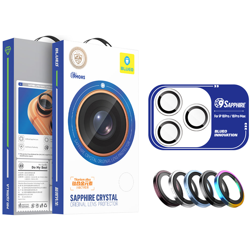 Folie de protectie Camera Spate Blueo Sapphire Crystal pentru Apple iPhone 18 Pro / 18 Pro Max, Sticla Securizata, Visinie