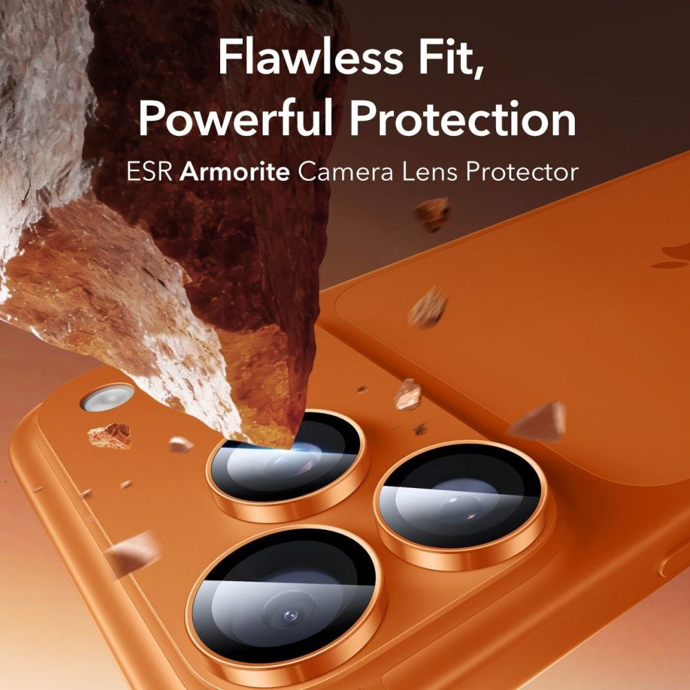 Folie de protectie Camera Spate  ESR Armorite pentru Apple iPhone 14 Pro, Sticla Securizata, Portocalie