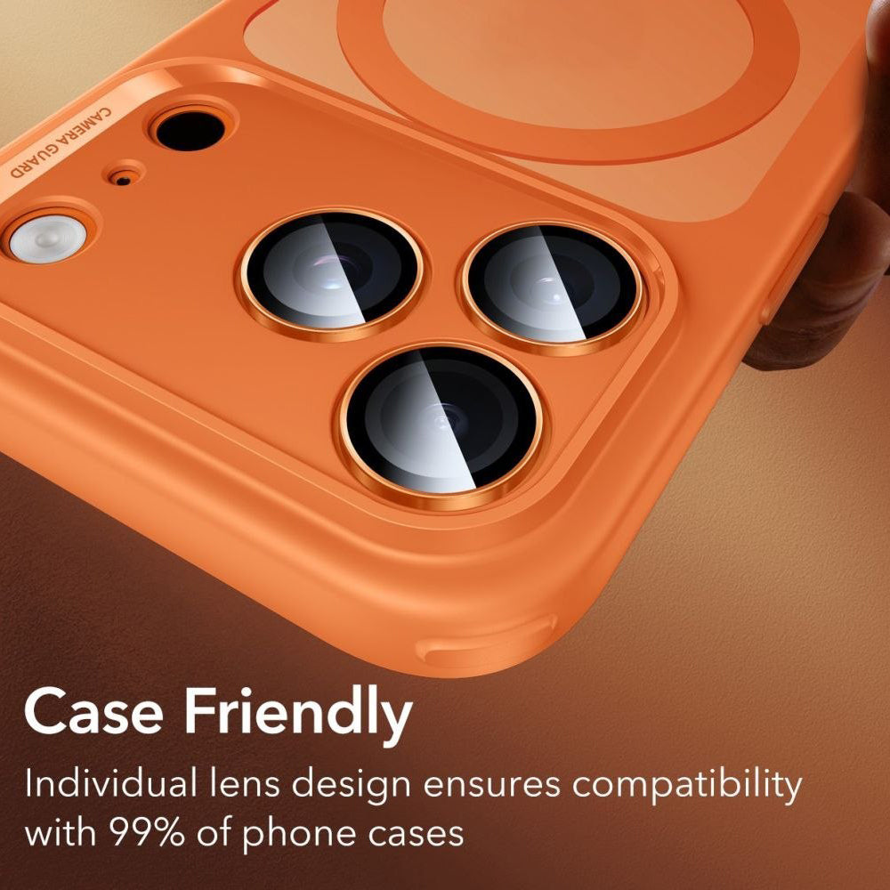 Folie de protectie Camera Spate  ESR Armorite pentru Apple iPhone 14 Pro, Sticla Securizata, Portocalie