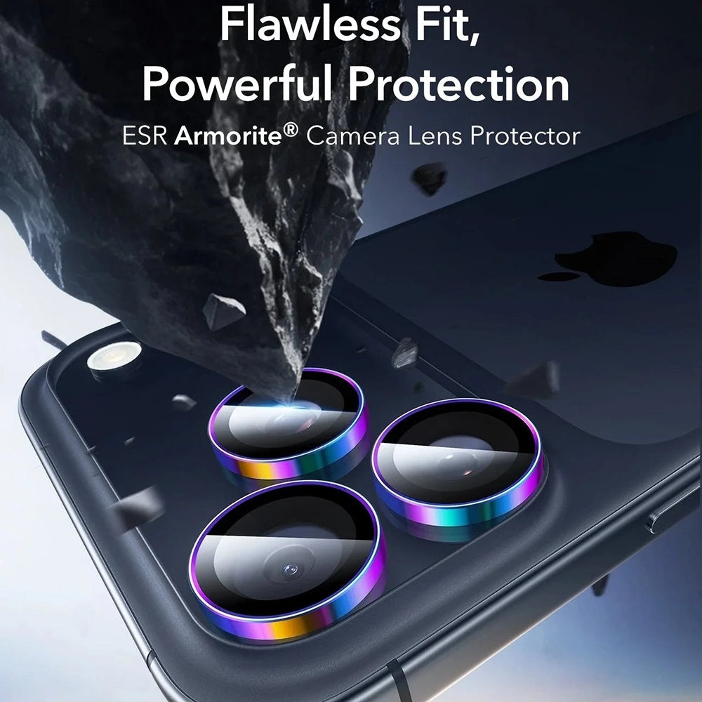 Folie de protectie Camera Spate ESR Armorite pentru Apple iPhone 17 Pro Max / 17 Pro / 16 Pro Max / 16 Pro, Sticla Securizata, Multicolor