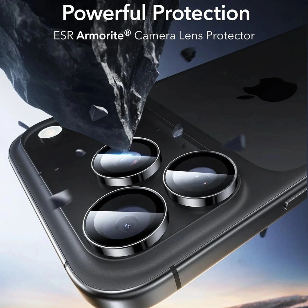 Folie de protectie Camera Spate ESR Armorite pentru Apple iPhone 17 Pro Max, Sticla Securizata, Set 2 bucati, Neagra