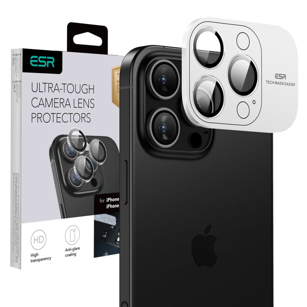 Folie de protectie Camera Spate ESR Armorite pentru Apple iPhone 17 Pro Max / 17 Pro / 16 Pro Max / 16 Pro, Sticla Securizata, Transparenta