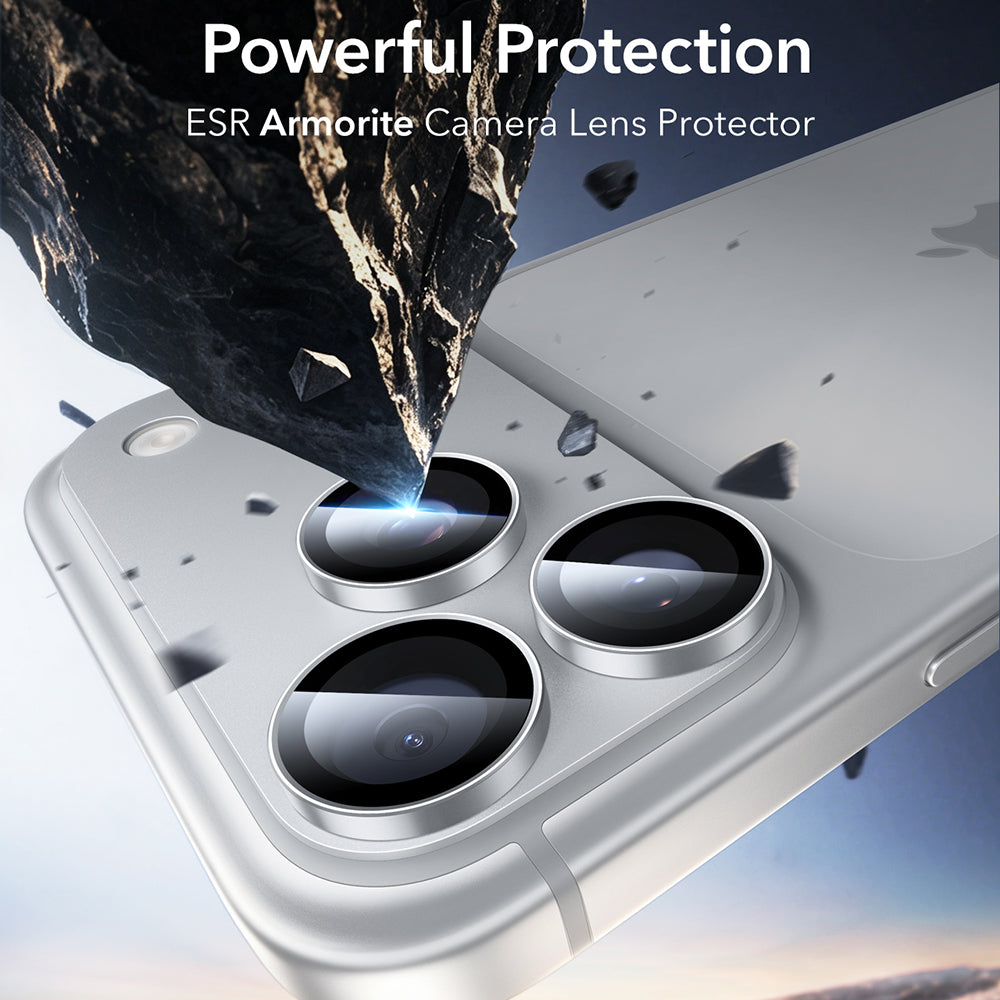 Folie de protectie Camera Spate ESR Armorite pentru Apple iPhone 18 Pro / 18 Pro max, Sticla Securizata, Argintie