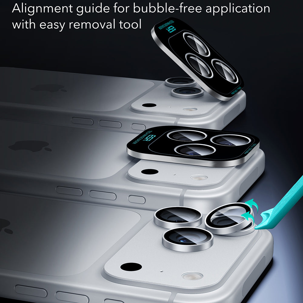 Folie de protectie Camera Spate ESR Armorite pentru Apple iPhone 18 Pro / 18 Pro max, Sticla Securizata, Argintie