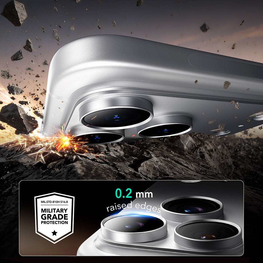 Folie de protectie Camera Spate ESR Armorite Pro pentru Apple iPhone 18 Pro Max, Sticla Securizata, Argintie