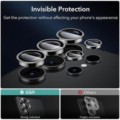 Folie de protectie Camera Spate ESR pentru Samsung Galaxy S24 Ultra S928, Sticla Securizata, Set 2 bucati, Neagra