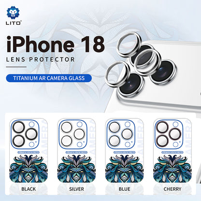 Folie de protectie Camera Spate Lito Titanium AR pentru Apple iPhone 18 Pro / 18 Pro Max, Sticla Securizata, Neagra