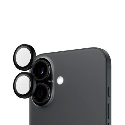 Folie de protectie Camera Spate PanzerGlass Hoops pentru Apple iPhone 16 Plus / 16, Sticla Securizata, Neagra