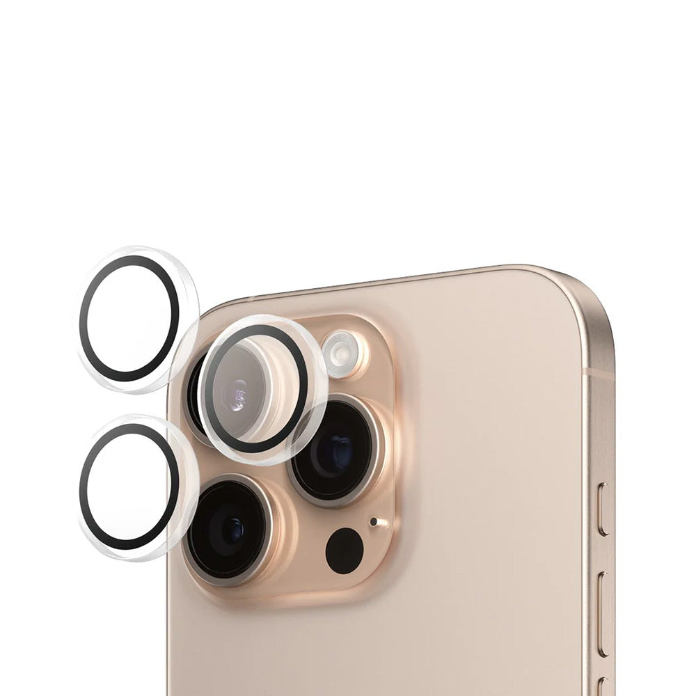 Folie de protectie Camera Spate PanzerGlass Hoops pentru Apple iPhone 16 Pro Max / 16 Pro, Sticla Securizata, Transparenta