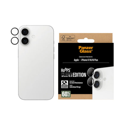 Folie de protectie Camera Spate PanzerGlass Hoops pentru Apple iPhone 17 / 16 Plus / 16, Sticla Securizata, Transparenta
