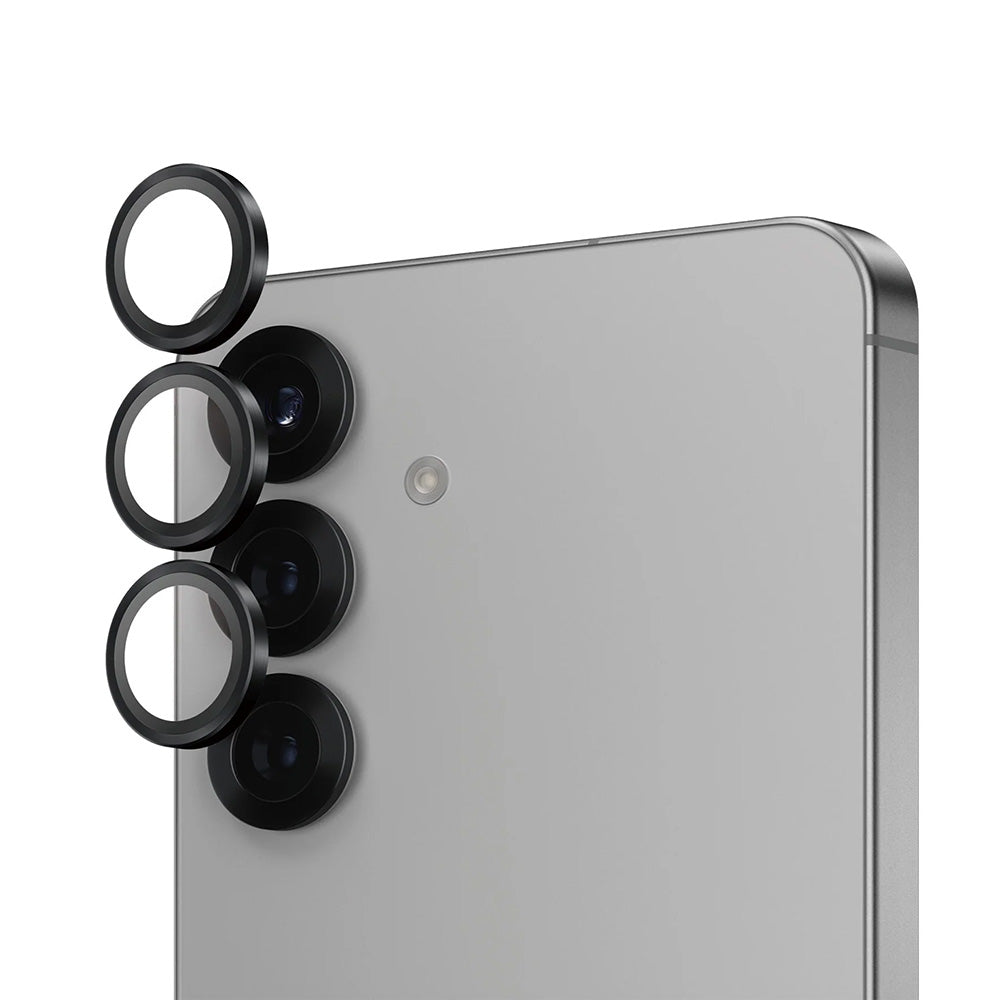 Folie de protectie Camera Spate PanzerGlass Hoops pentru Samsung Galaxy S25 S931, Sticla Securizata, Neagra