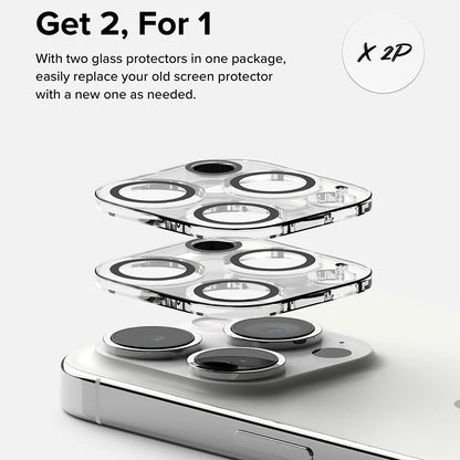 Folie de protectie Camera Spate Ringke pentru Apple iPhone 15 Pro, Sticla Securizata, Set 2 bucati, Transparenta