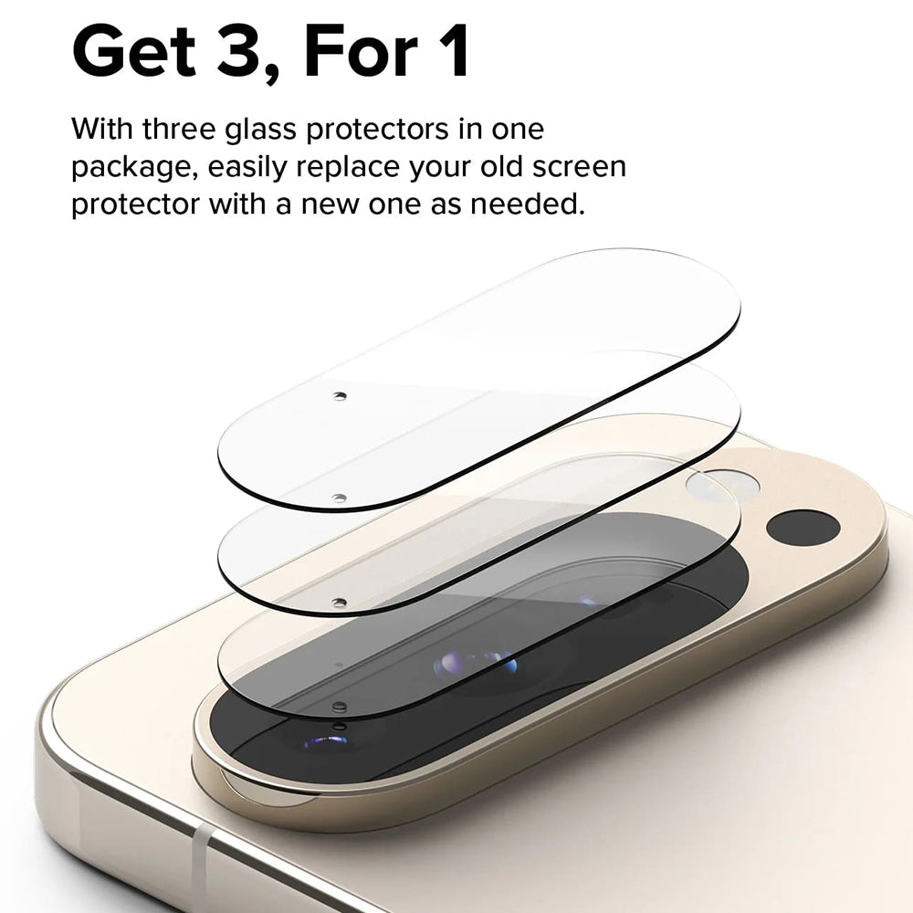 Folie de protectie Camera Spate Ringke pentru Google Pixel 9 Pro XL, Sticla Securizata, Set 3 bucati, Transparenta